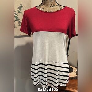 Red and White Striped Women's Top
